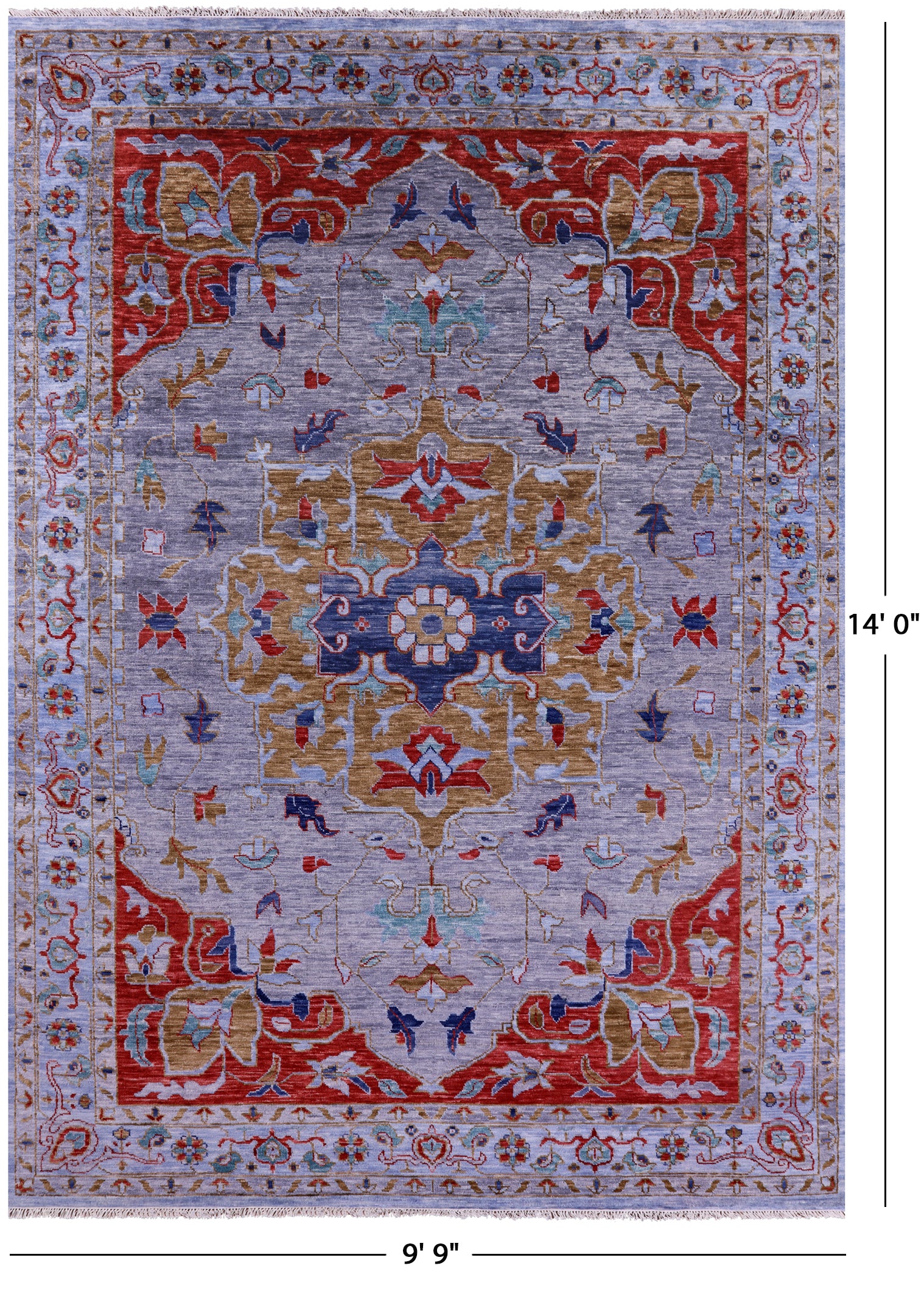 Grey Heriz Serapi Hand Knotted Wool Rug - 9' 9" X 14' 0" - Golden Nile