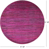 Pink Round Savannah Grass Hand Knotted Wool & Silk Rug - 11' 10" X 11' 10" - Golden Nile