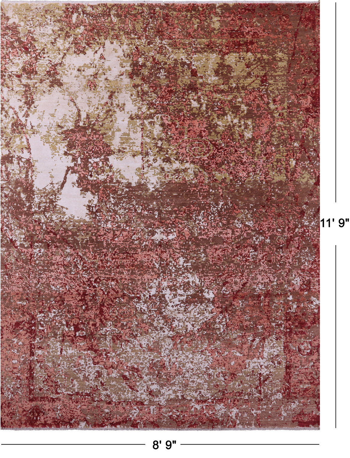 Contemporary Hand Knotted Wool & Silk Rug - 8' 9" X 11' 9" - Golden Nile