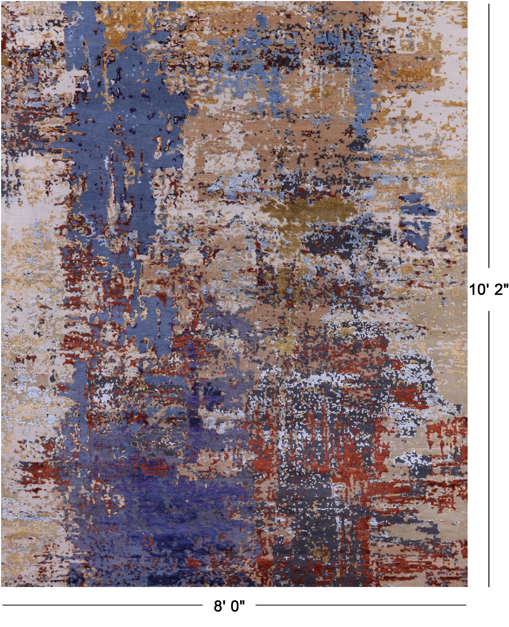 Modern Hand Knotted Wool & Silk Rug - 8' 0" X 10' 2" - Golden Nile
