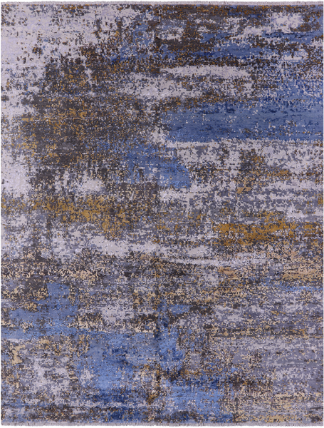 SUPER SALE Modern Hand Knotted Wool & Silk Rug - 7' 11" X 10' 3"