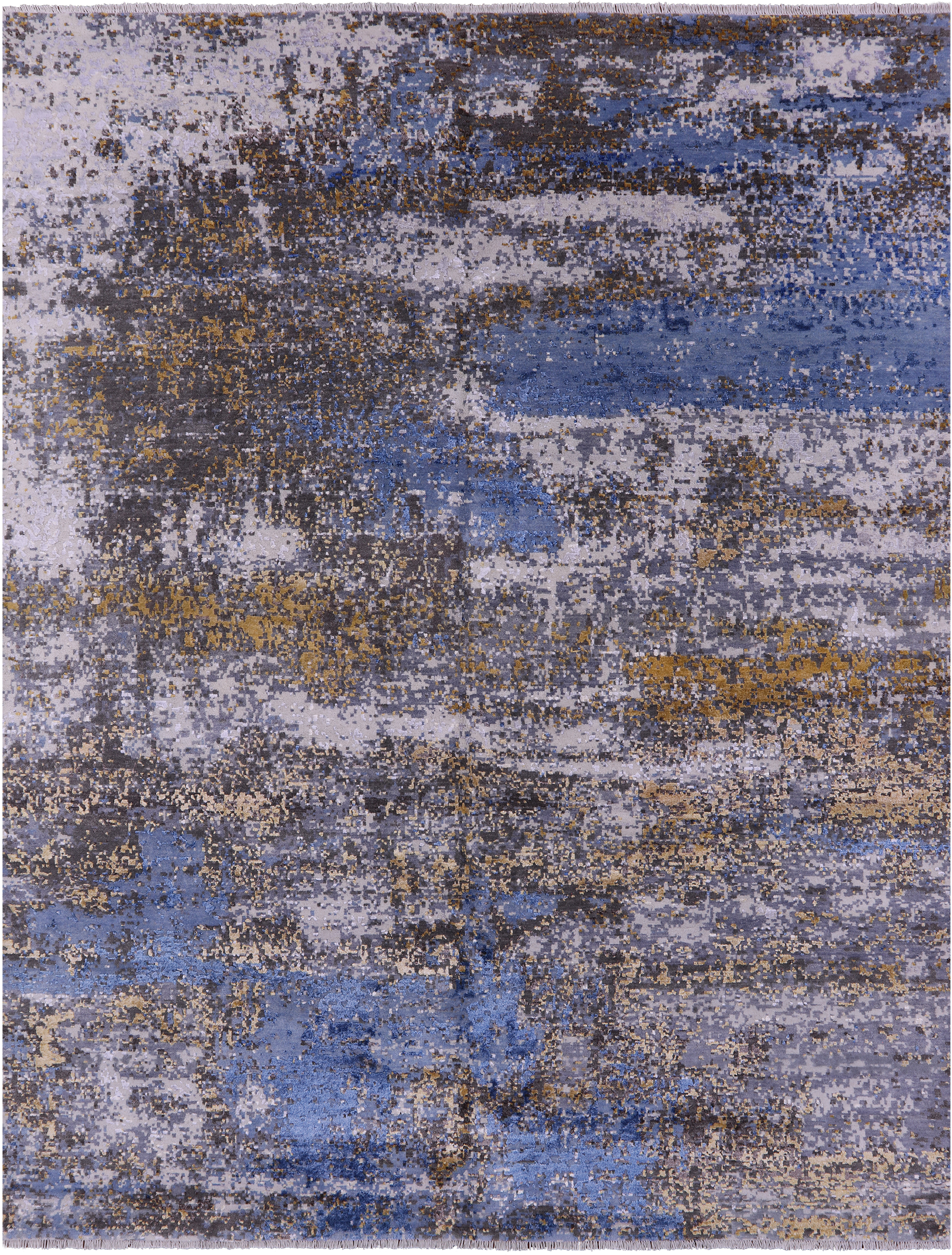 SUPER SALE Modern Hand Knotted Wool & Silk Rug - 7' 11" X 10' 3"