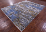 SUPER SALE Modern Hand Knotted Wool & Silk Rug - 7' 11" X 10' 3"