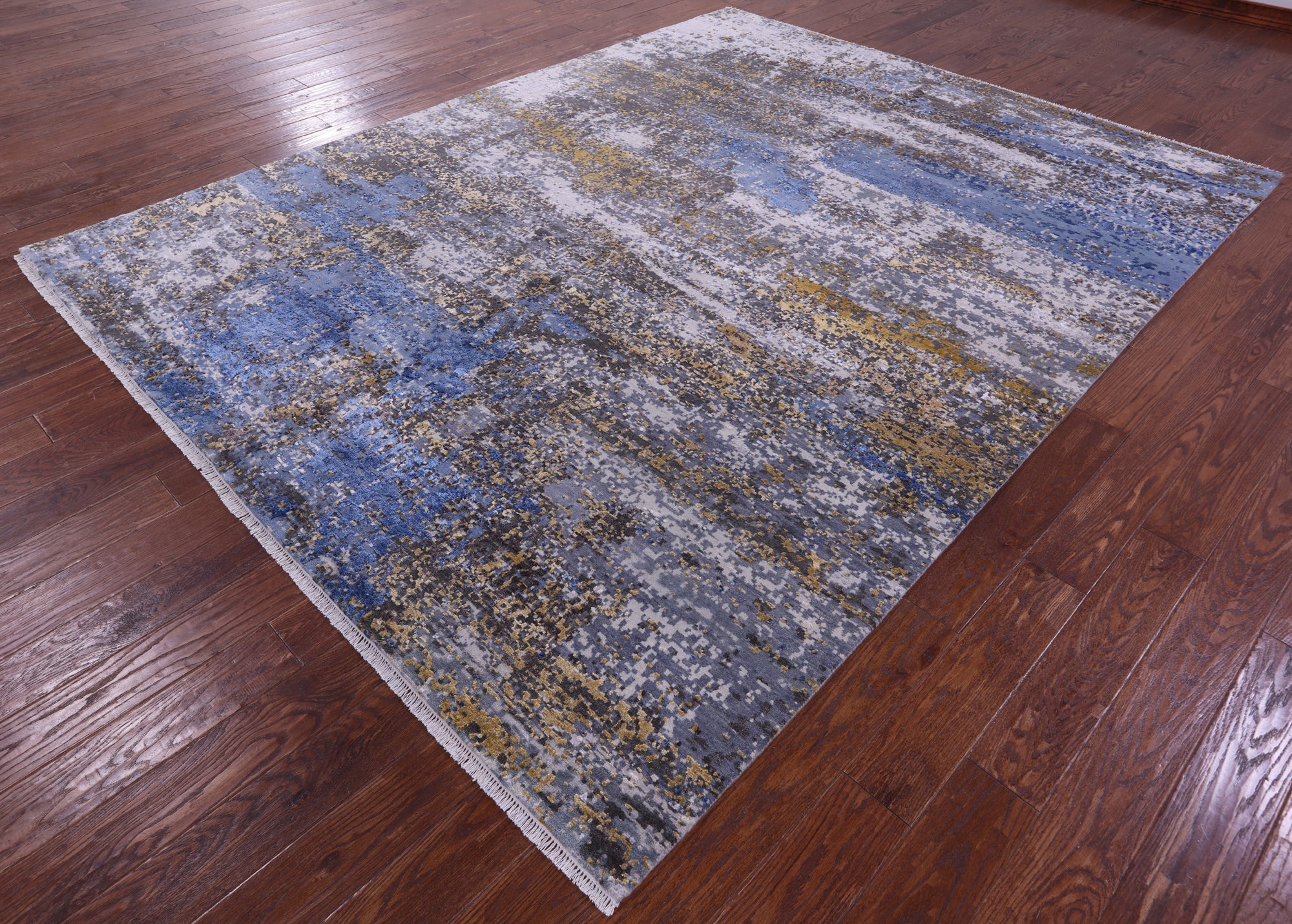 SUPER SALE Modern Hand Knotted Wool & Silk Rug - 7' 11" X 10' 3"