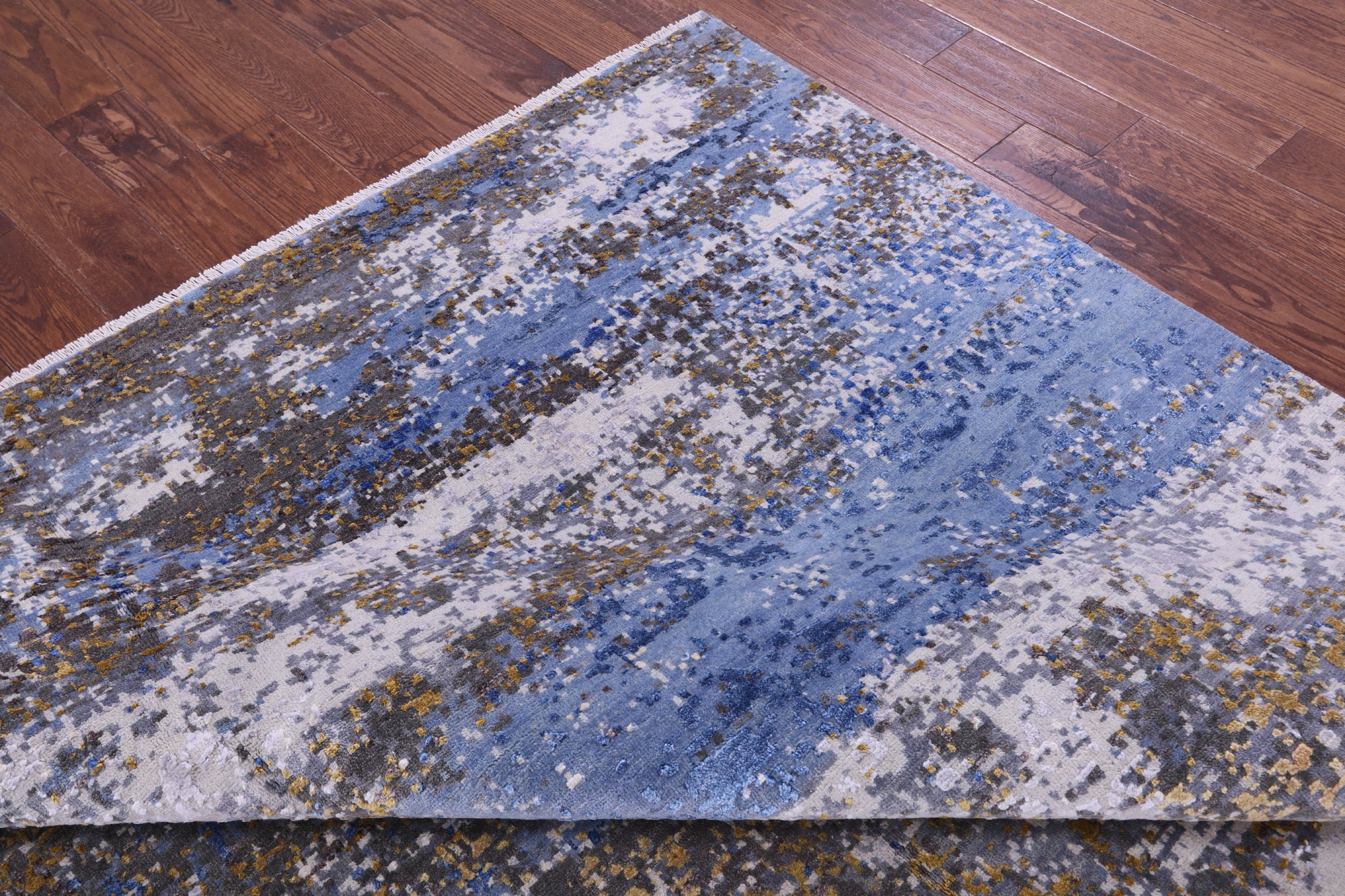 SUPER SALE Modern Hand Knotted Wool & Silk Rug - 7' 11" X 10' 3"
