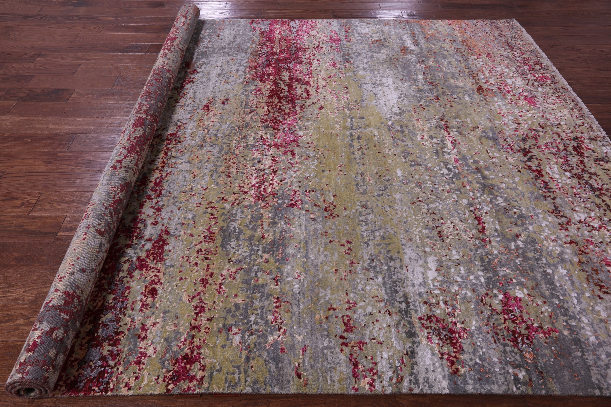 Abstract Modern Handmade Wool & Silk Rug - 7' 11" X 10' 1" - Golden Nile