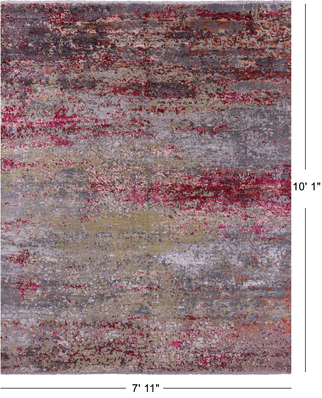 Abstract Modern Handmade Wool & Silk Rug - 7' 11" X 10' 1" - Golden Nile