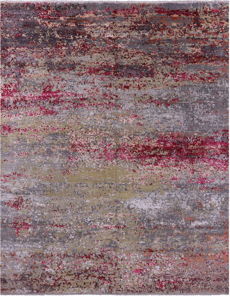 Abstract Modern Handmade Wool & Silk Rug - 7' 11" X 10' 1" - Golden Nile
