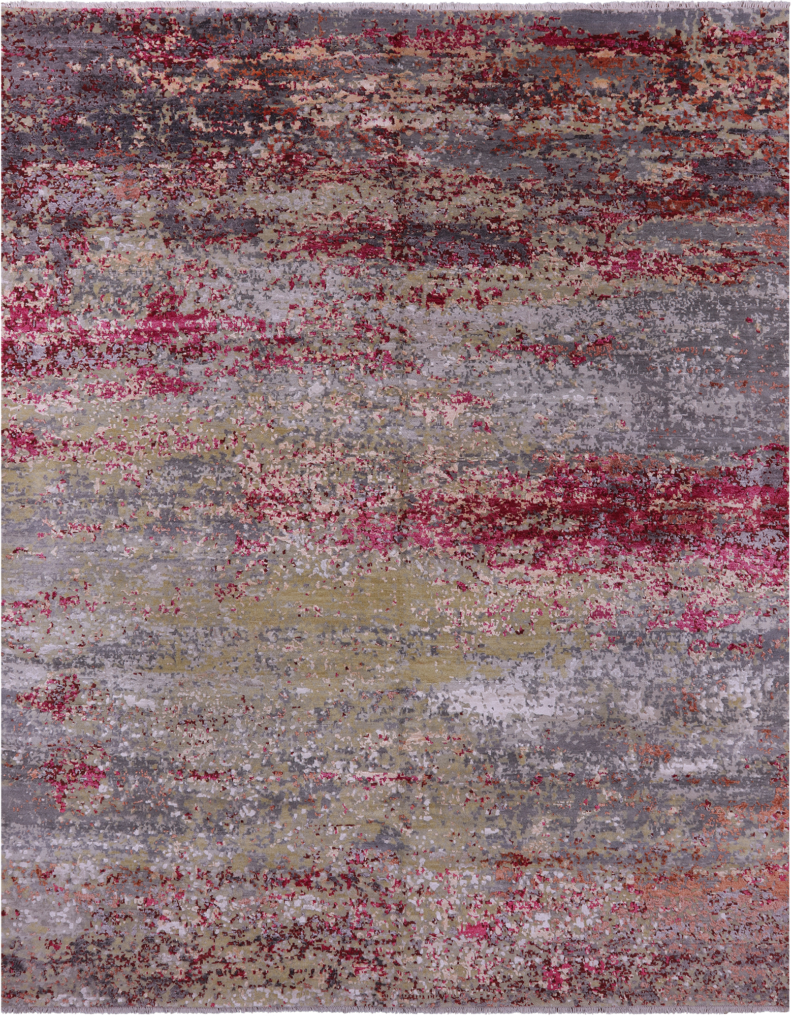 Abstract Modern Handmade Wool & Silk Rug - 7' 11" X 10' 1" - Golden Nile