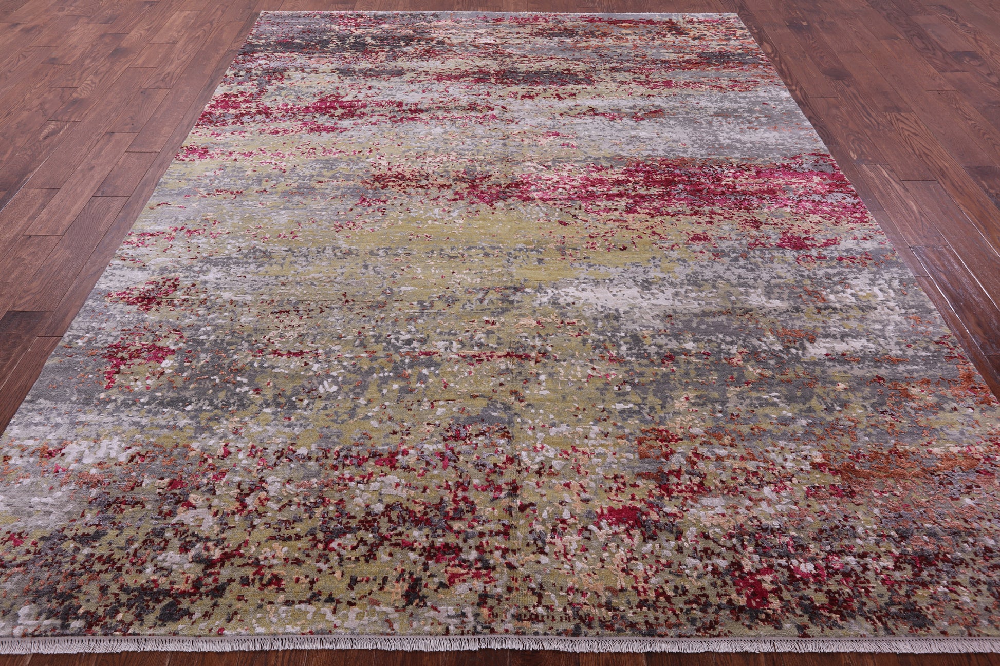 Abstract Modern Handmade Wool & Silk Rug - 7' 11" X 10' 1" - Golden Nile