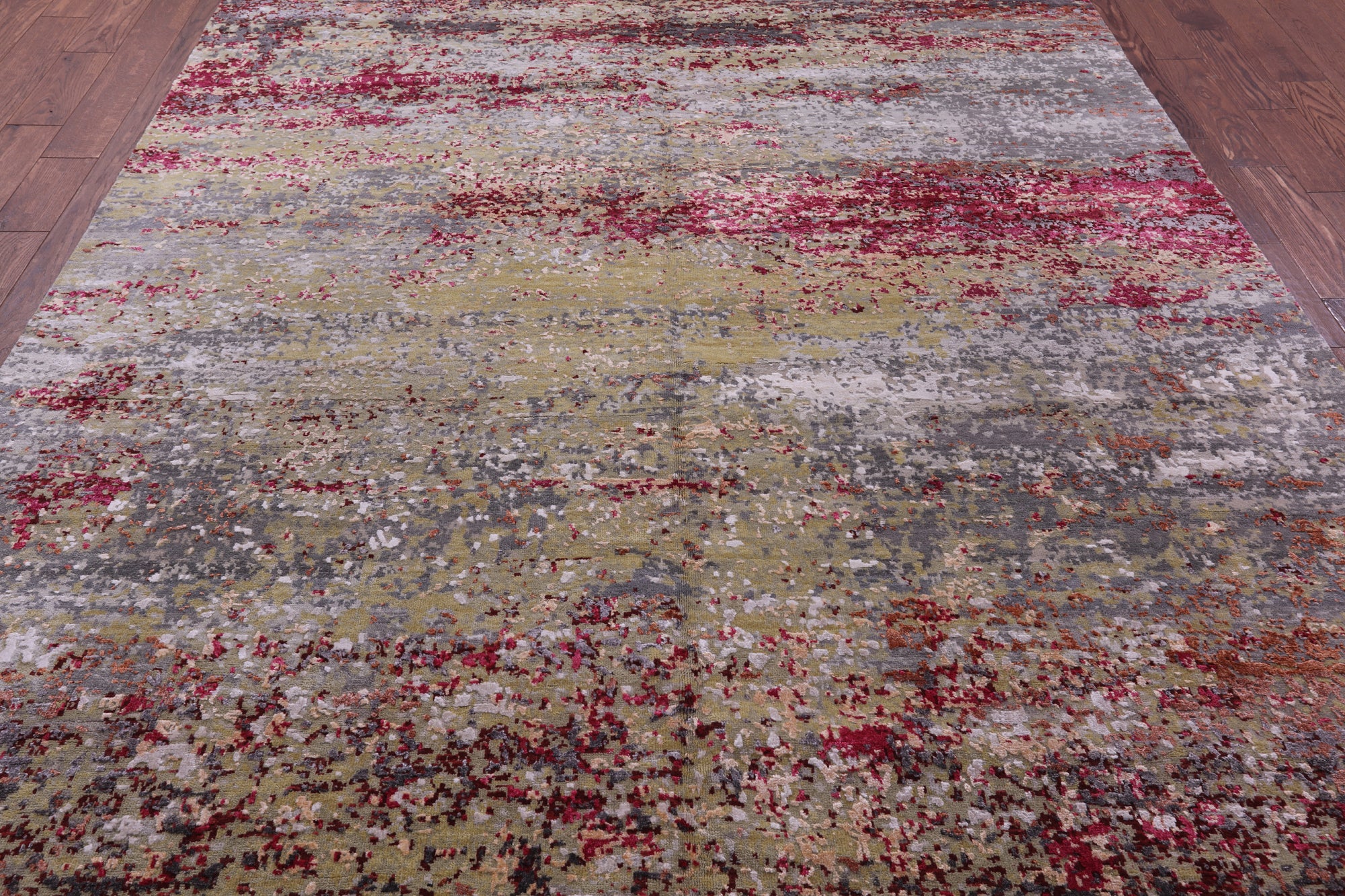Abstract Modern Handmade Wool & Silk Rug - 7' 11" X 10' 1" - Golden Nile