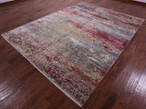 Abstract Modern Handmade Wool & Silk Rug - 7' 11" X 10' 1" - Golden Nile
