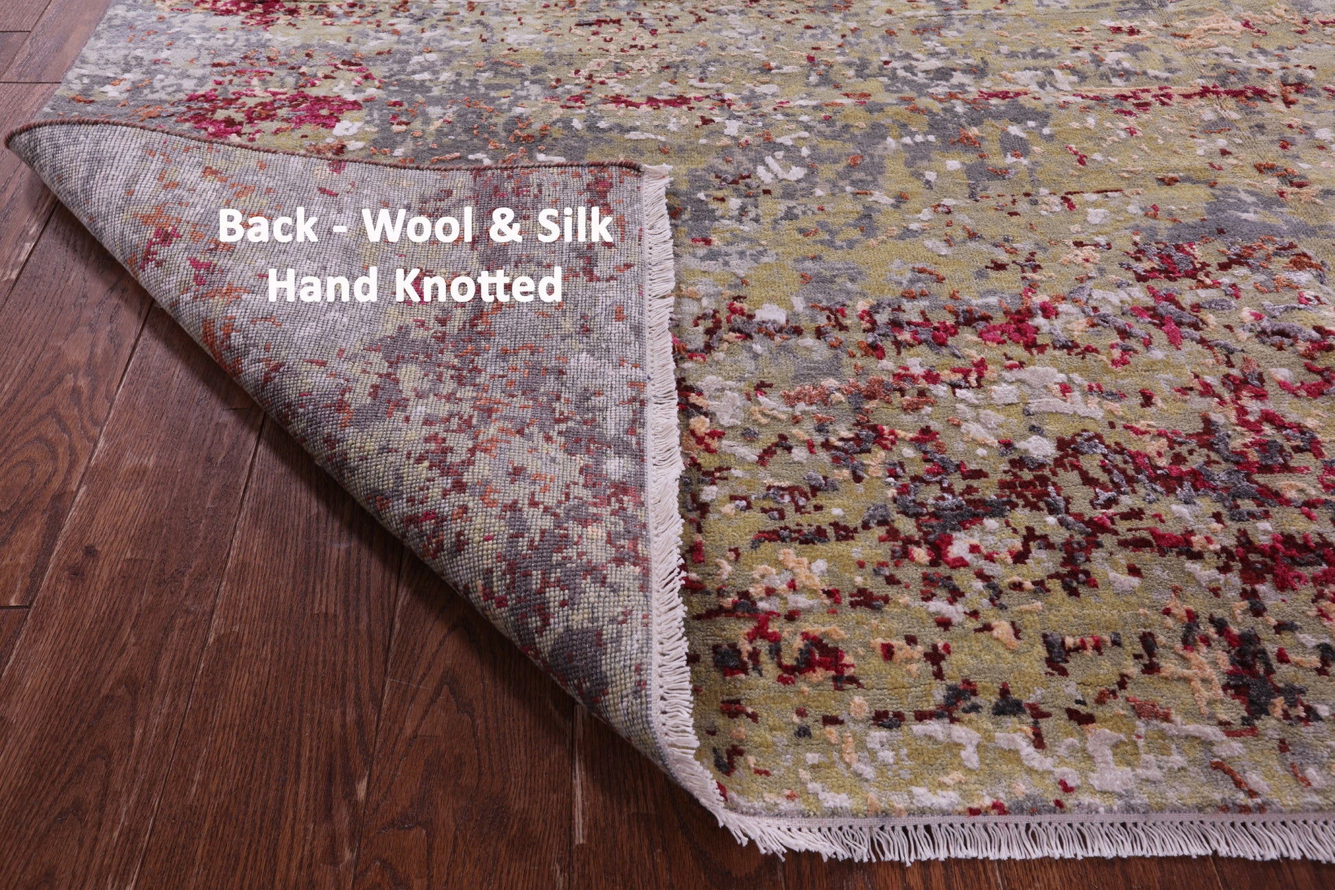 Abstract Modern Handmade Wool & Silk Rug - 7' 11" X 10' 1" - Golden Nile