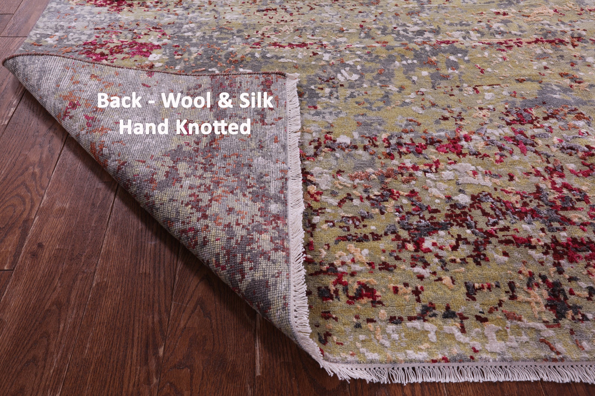 Abstract Modern Handmade Wool & Silk Rug - 7' 11" X 10' 1" - Golden Nile