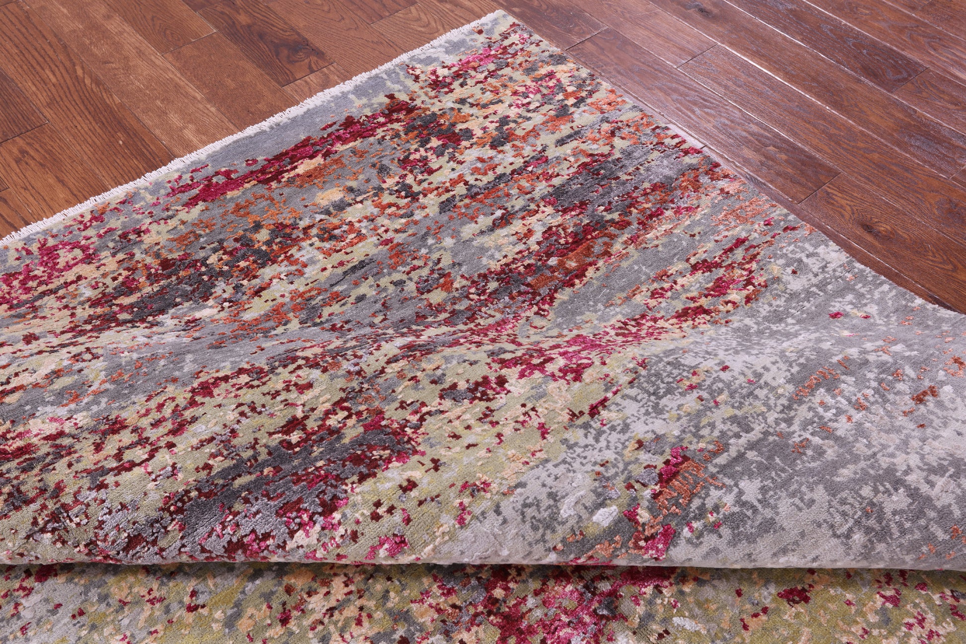 Abstract Modern Handmade Wool & Silk Rug - 7' 11" X 10' 1" - Golden Nile