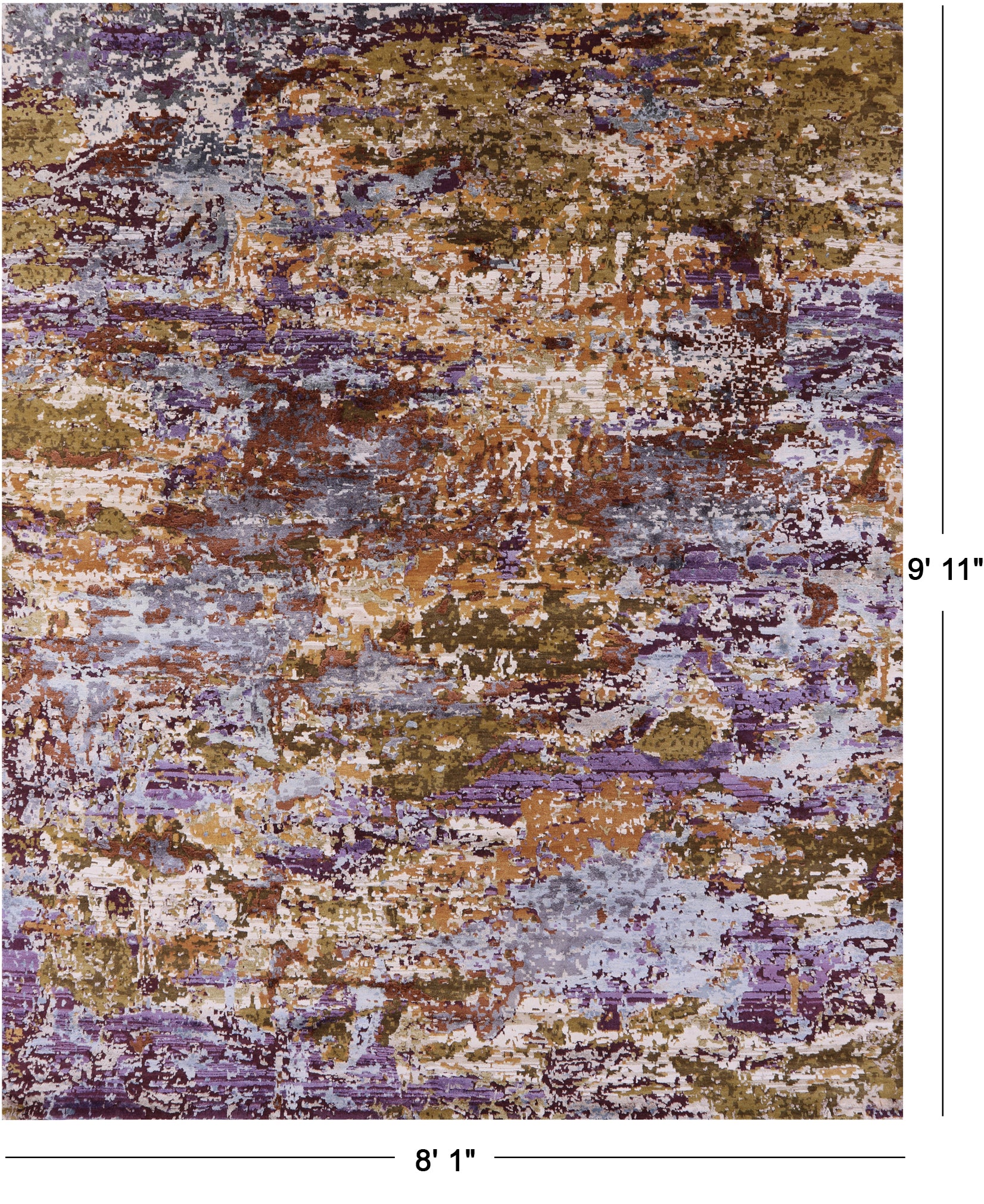 Contemporary Hand Knotted Wool & Silk Rug - 8' 1" X 9' 11" - Golden Nile
