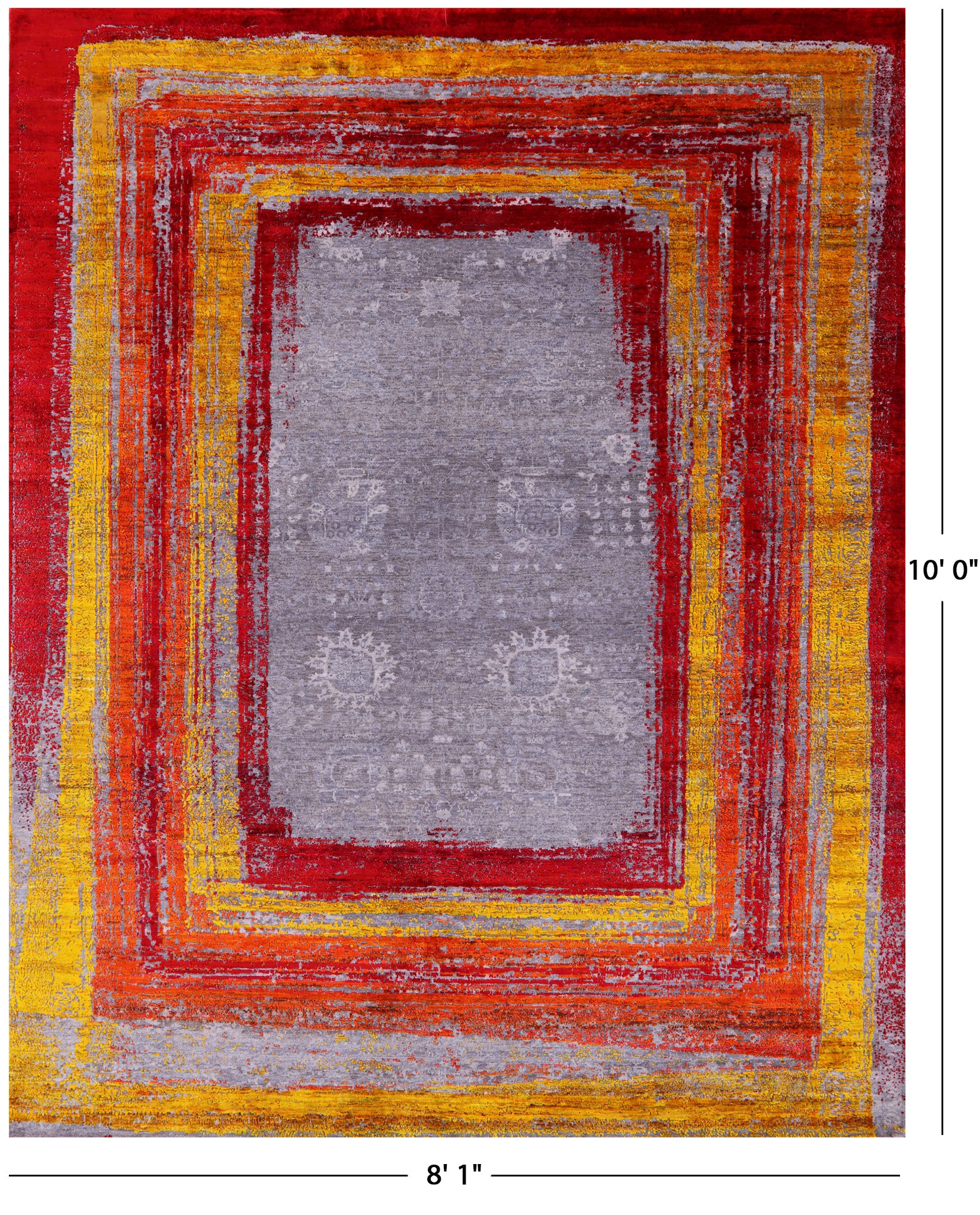 Contemporary Handmade Wool & Silk Rug - 8' 1" X 10' 0" - Golden Nile