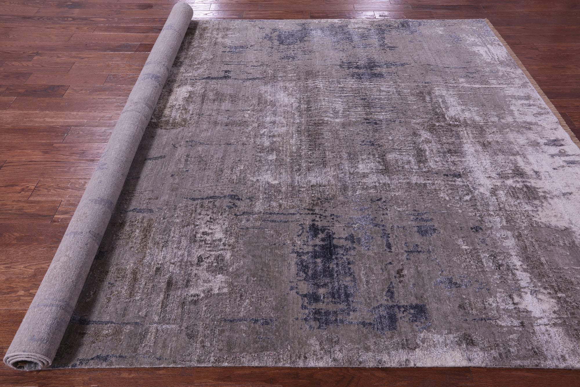 SUPER SALE Abstract Modern Hand Knotted Wool & Silk Rug - 8' 0" X 10' 3"