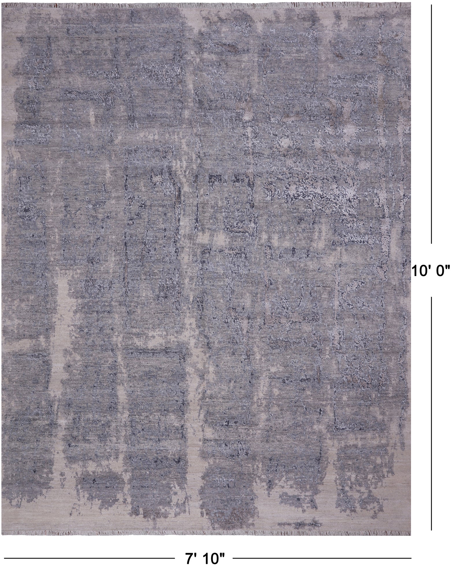 SUPER SALE Abstract Modern Hand Knotted Wool & Silk Rug - 7' 10" X 10' 0"