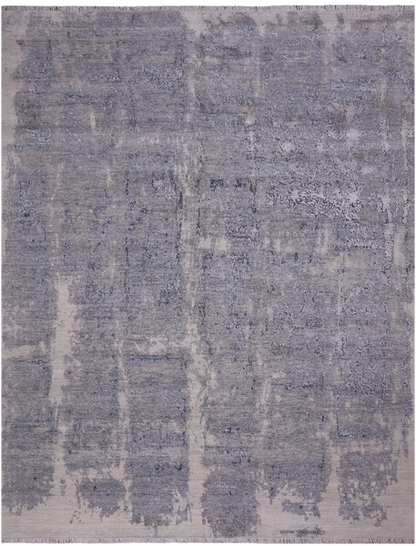 SUPER SALE Abstract Modern Hand Knotted Wool & Silk Rug - 7' 10" X 10' 0"