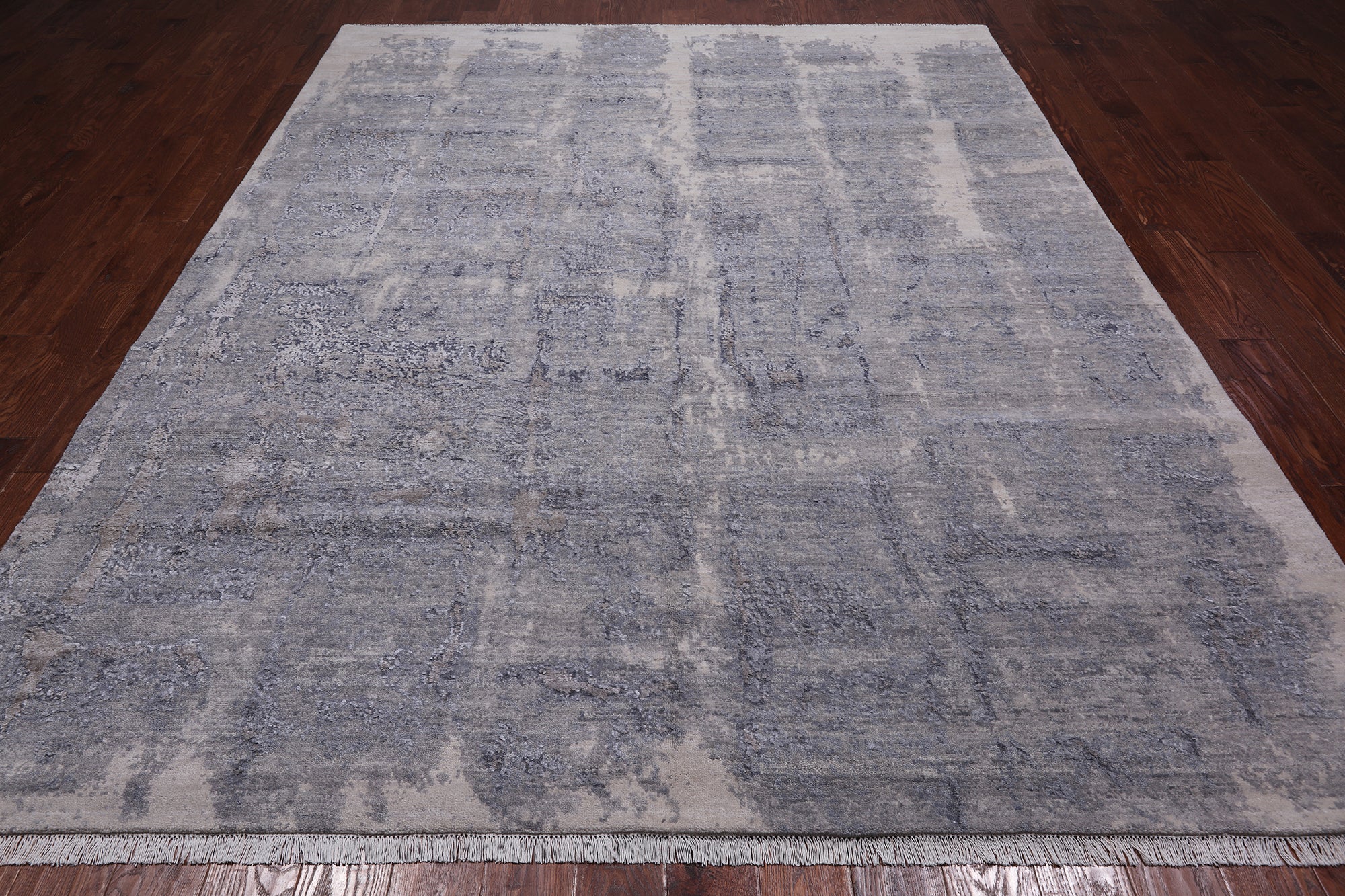 SUPER SALE Abstract Modern Hand Knotted Wool & Silk Rug - 7' 10" X 10' 0"