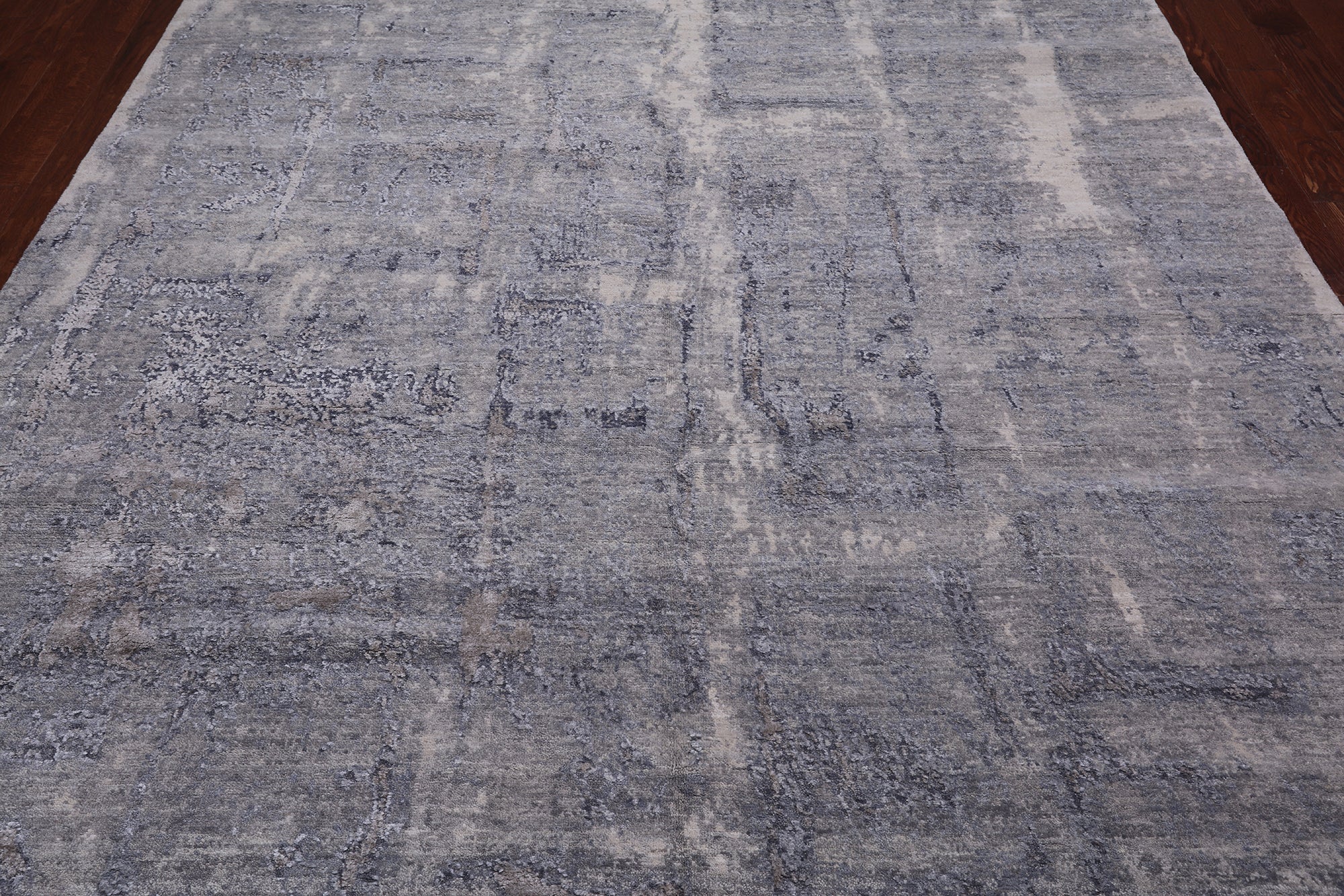 SUPER SALE Abstract Modern Hand Knotted Wool & Silk Rug - 7' 10" X 10' 0"