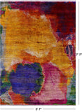 Abstract Modern Hand Knotted 100% Silk Rug - 5' 7" X 7' 7"
