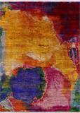 Abstract Modern Hand Knotted 100% Silk Rug - 5' 7" X 7' 7"
