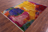 Abstract Modern Hand Knotted 100% Silk Rug - 5' 7" X 7' 7"