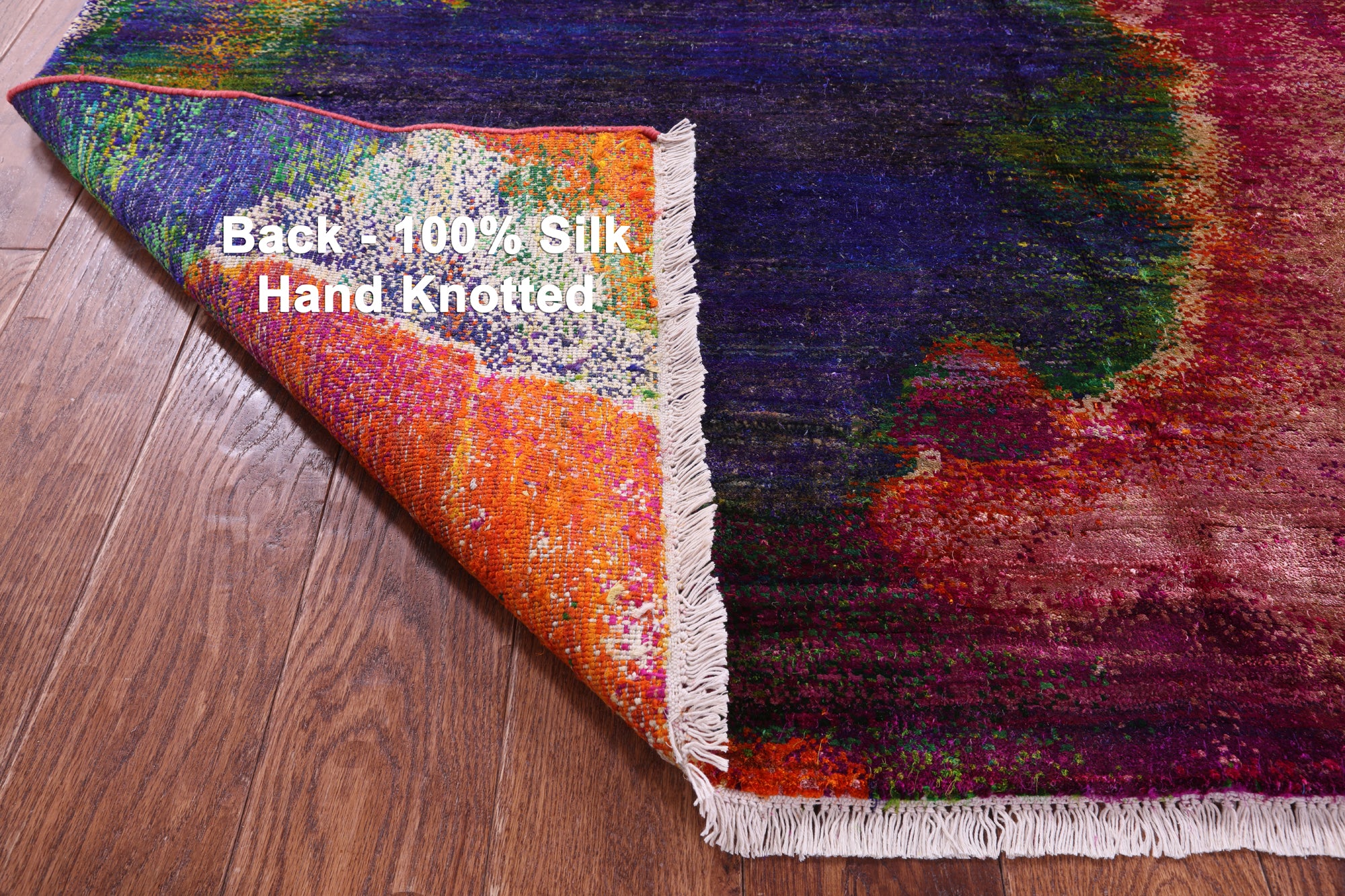 Abstract Modern Hand Knotted 100% Silk Rug - 5' 7" X 7' 7"
