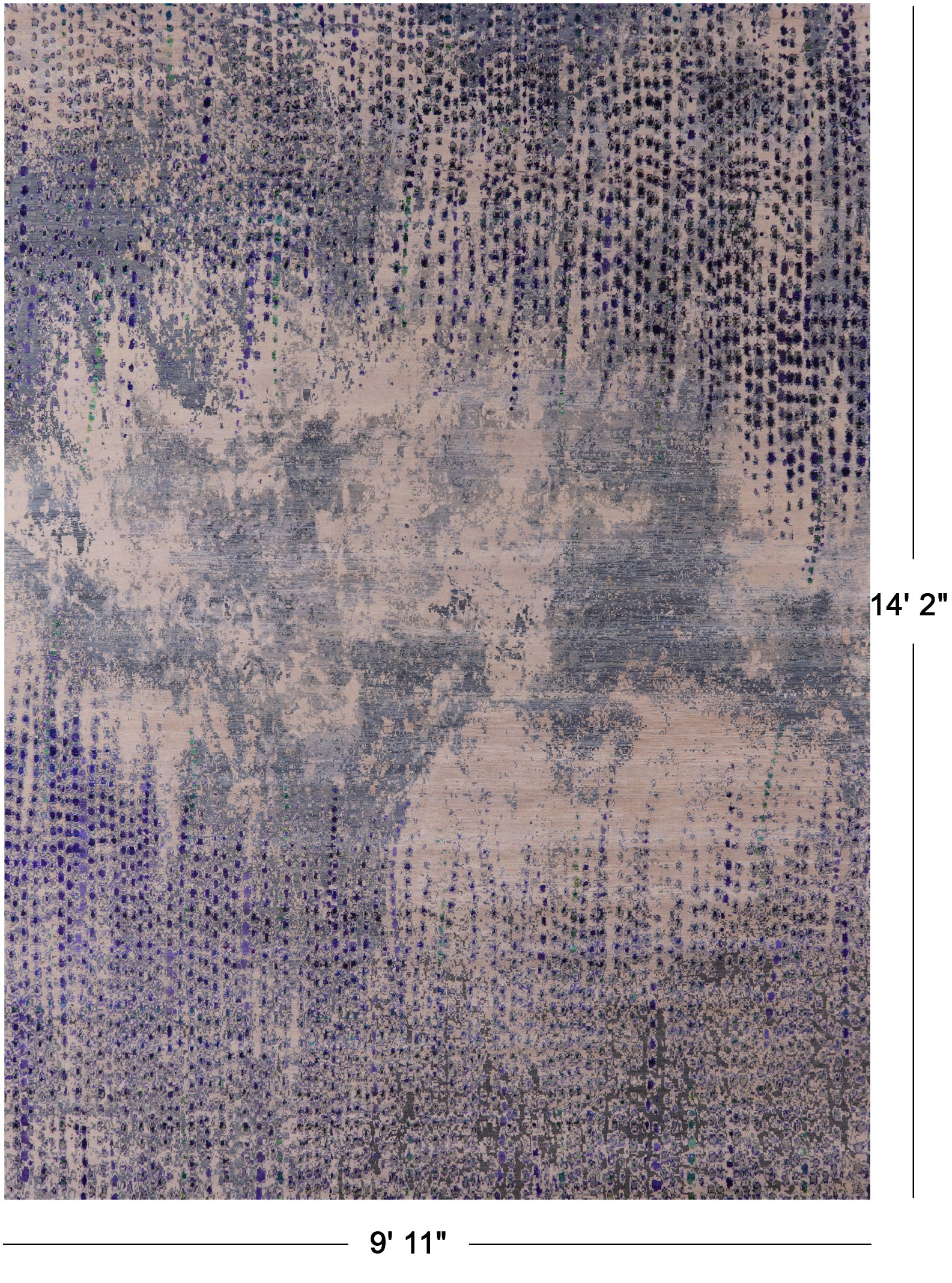 Abstract Contemporary Hand Knotted Wool & Silk Rug - 9' 11" X 14' 2" - Golden Nile