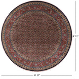 Round Persian Hill Herati Handmade Wool Rug - 8' 11" X 8' 11" - Golden Nile