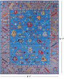 Blue Turkish Oushak Hand Knotted Wool Rug - 9' 1" X 12' 1" - Golden Nile