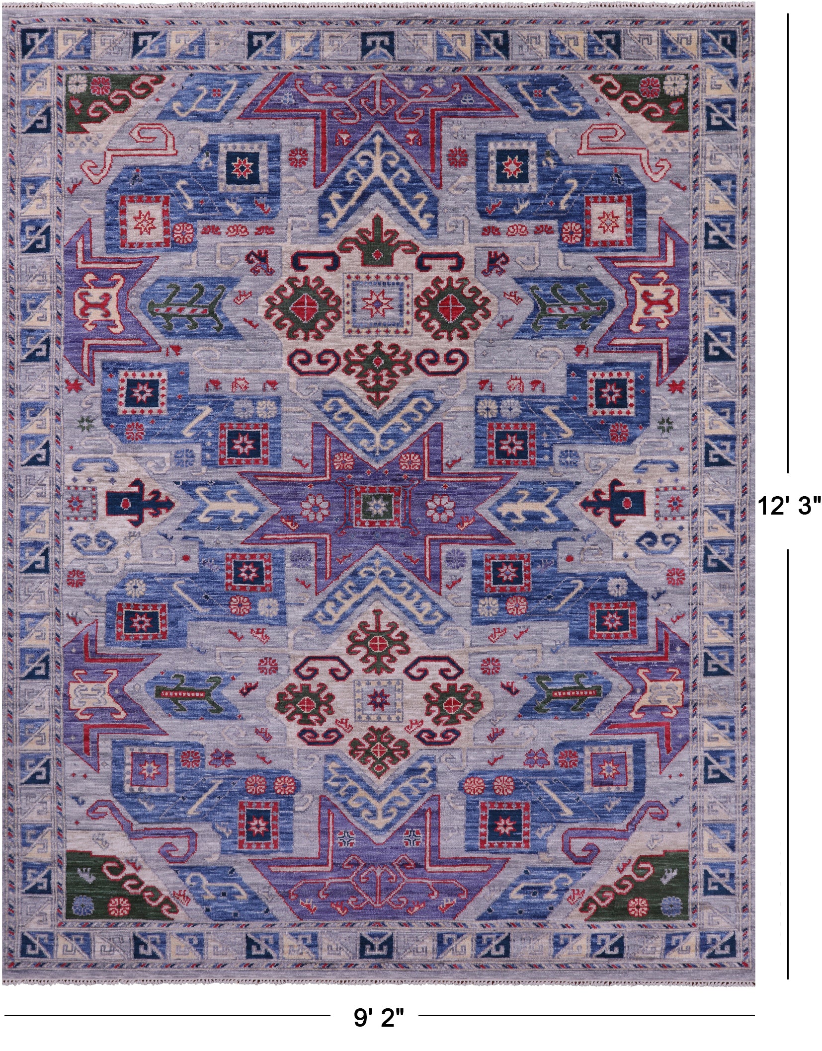 Kazak Hand Knotted Wool Rug - 9' 2" X 12' 3" - Golden Nile