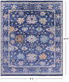 Blue Turkish Oushak Hand Knotted Wool Rug - 8' 3" X 10' 0" - Golden Nile