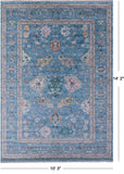 Blue Turkish Oushak Hand Knotted Wool Rug - 10' 3" X 14' 2" - Golden Nile