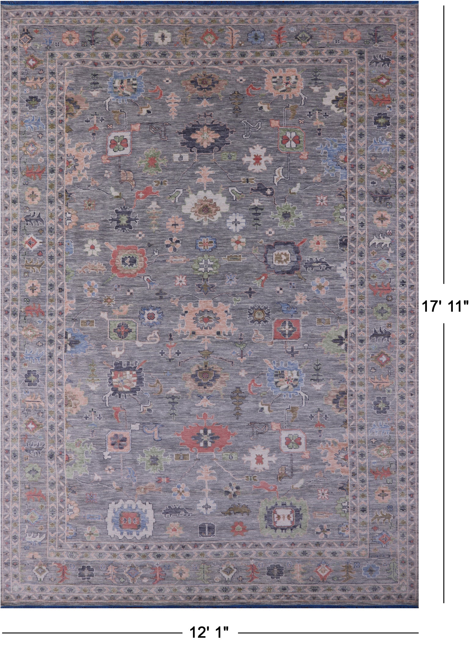 Grey Turkish Oushak Hand Knotted Wool Rug - 12' 1" X 17' 11" - Golden Nile