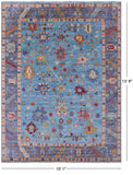 Blue Turkish Oushak Handmade Wool Rug - 10' 1" X 13' 9" - Golden Nile