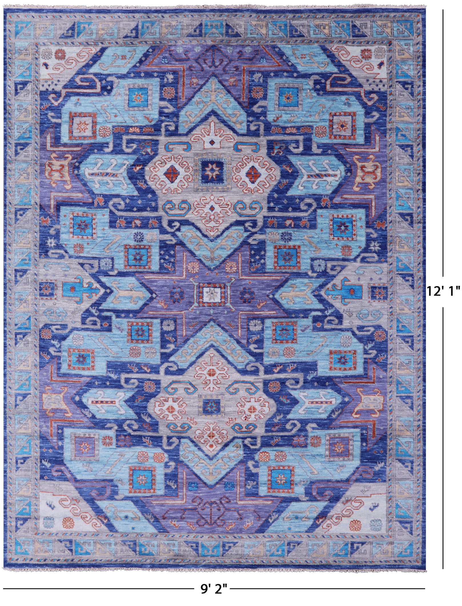 Kazak Hand Knotted Wool Rug - 9' 2" X 12' 1" - Golden Nile