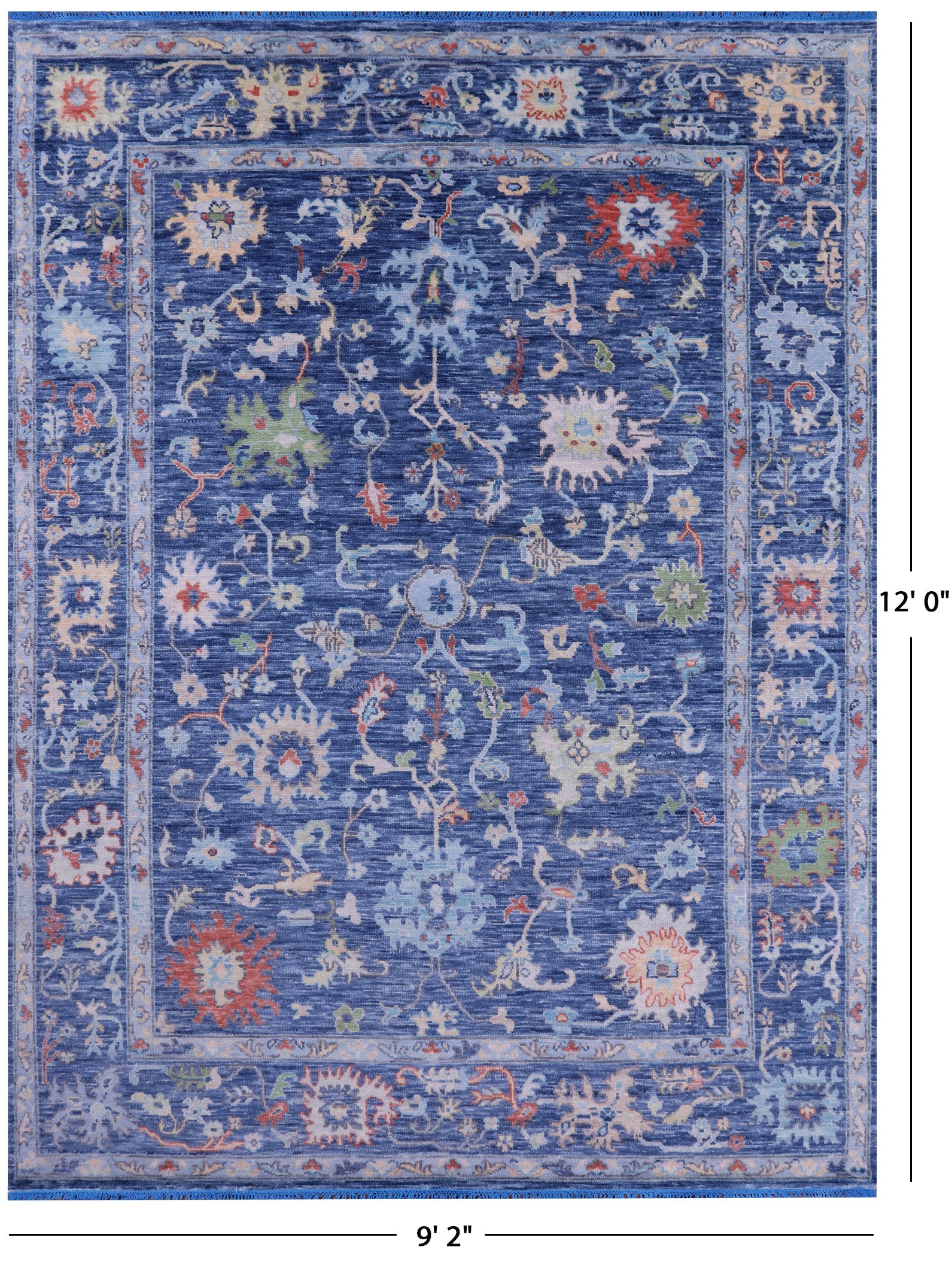 Blue Turkish Oushak Handmade Wool Rug - 9' 2" X 12' 0" - Golden Nile
