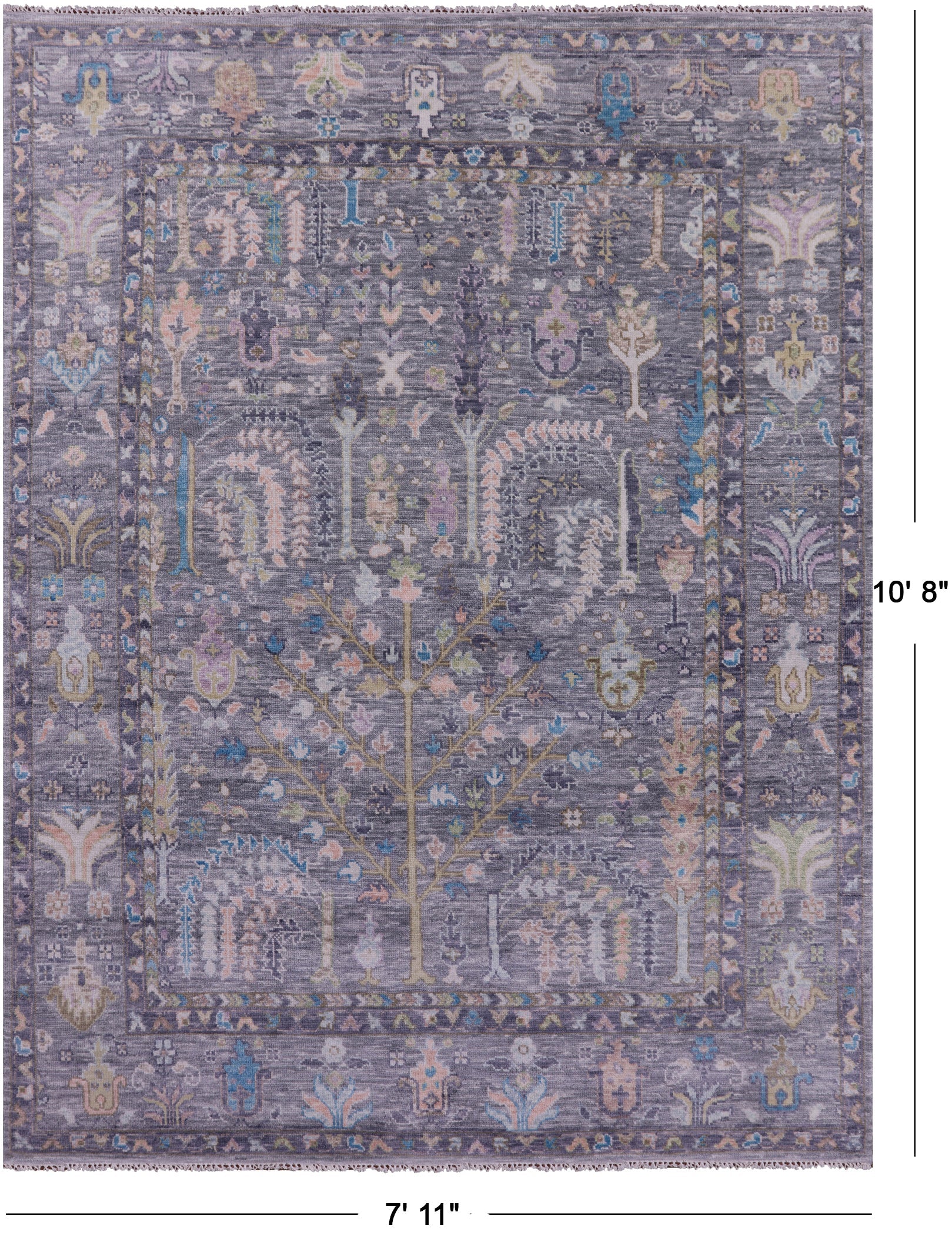 Grey Turkish Oushak Hand Knotted Wool Rug - 7' 11" X 10' 8" - Golden Nile
