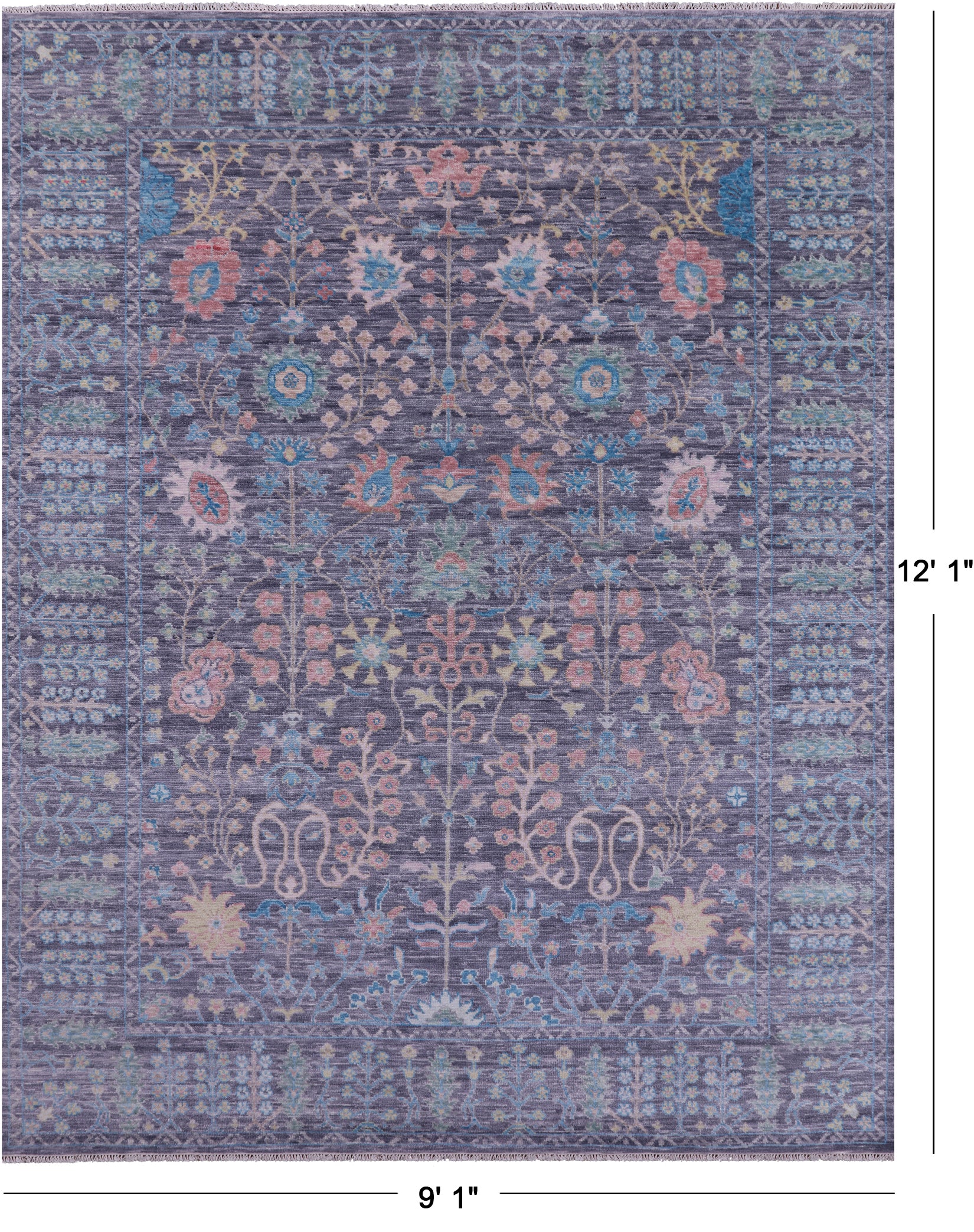 Grey Turkish Oushak Handmade Wool Rug - 9' 1" X 12' 1" - Golden Nile
