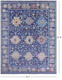 Blue Turkish Oushak Hand Knotted Wool Rug - 9' 1" X 12' 3" - Golden Nile