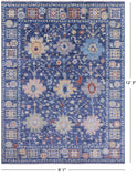 Blue Turkish Oushak Hand Knotted Wool Rug - 9' 1" X 12' 3" - Golden Nile