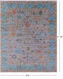 Grey Turkish Oushak Hand Knotted Wool Rug - 9' 0" X 11' 10" - Golden Nile