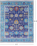 Blue Turkish Oushak Handmade Wool Rug - 8' 1" X 9' 10" - Golden Nile