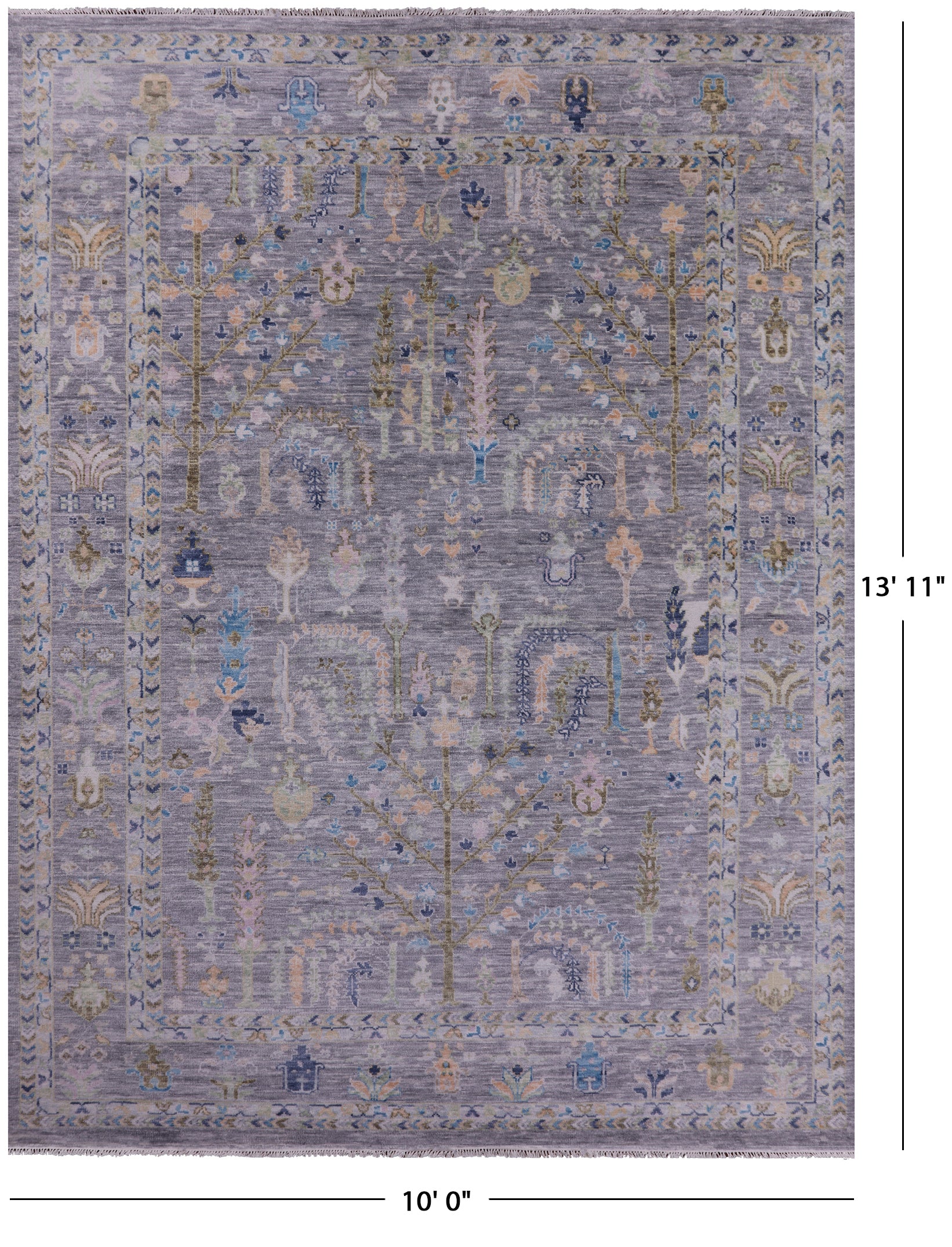 Grey Turkish Oushak Hand Knotted Wool Rug - 10' 0" X 13' 11" - Golden Nile