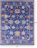 Blue Turkish Oushak Hand Knotted Wool Rug - 8' 0" X 10' 6" - Golden Nile