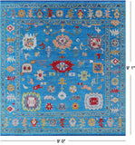 Blue Square Turkish Oushak Hand Knotted Wool Rug - 9' 0" X 9' 1" - Golden Nile