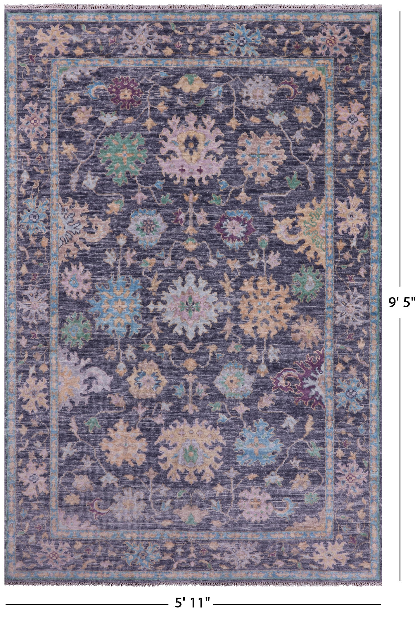 Grey Turkish Oushak Handmade Wool Rug - 5' 11" X 9' 5" - Golden Nile